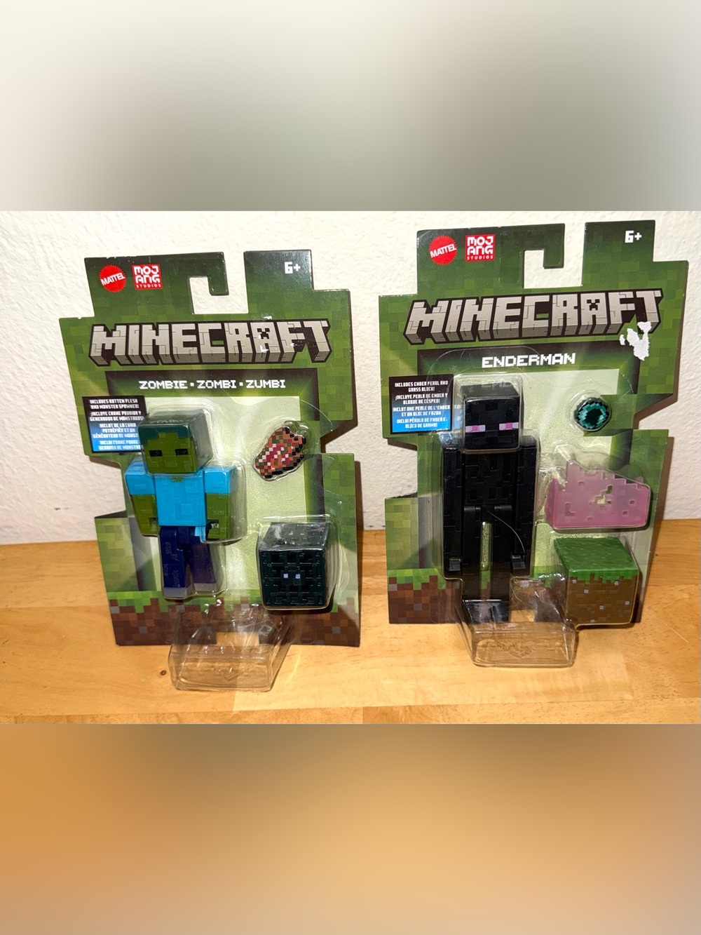 Minecraft Zombie & Enderman Action Figures with Accessories, Unopened in Package